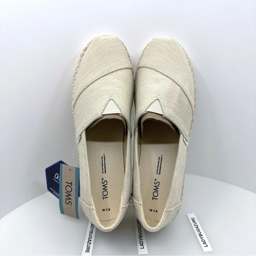 New Toms Cream Espadrille Slip-On
